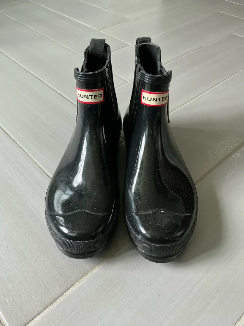 Hunter Original Chelsea Rain Ankle Boots | Black High Gloss